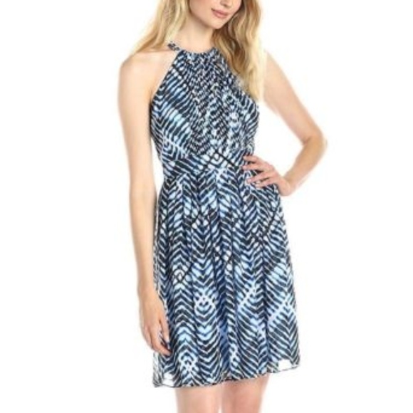 Calvin Klein Dresses & Skirts - Calvin Klein Halter Neck Blue Dress Chain Trim 4P
